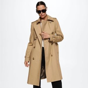 NWT Mango Cotton Classic Trench Coat Size Small